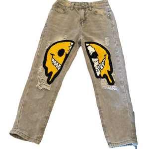 Kids Gray Jeans with Yellow Graphic